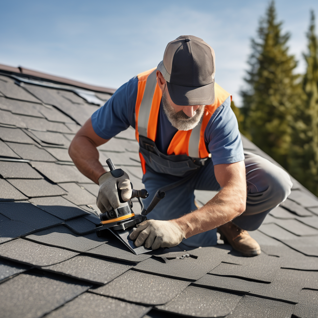 Professional roofing expert installing quality shingles with careful craftsmanship